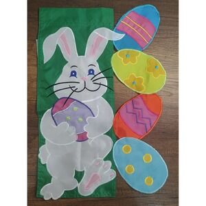 Jetmax Easter Bunny Garden Flag Die Cut Eggs 18x12"  B4